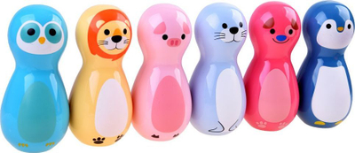 Lodër bowling për kalamoj Colorful Animal, 6 birila, me zëra, shumëngjyrëshe