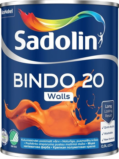 Bojë murale Sadolin Paint Bindo 20 BW, 0.9L, e bardhë