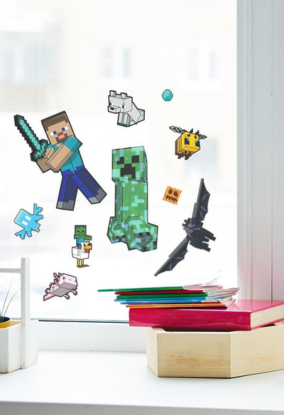 Декоративни налепници Microsoft Minecraft Decals, сет од 35 парчиња, повеќебојни