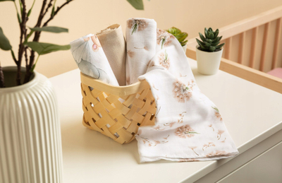 Pelenë muslin Sensillo Beige Teddy, set me 3 copë, 70x80cm, bezhë