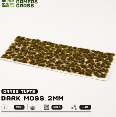 Трева за моделирање GamersGrass Dark Moss Tufts, 2mm, темно зелена