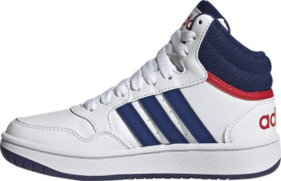 Atlete basketbolli Adidas Hoops Mid 3.0 K GZ9647, për kalamaj, të larta, të bardha me bleu