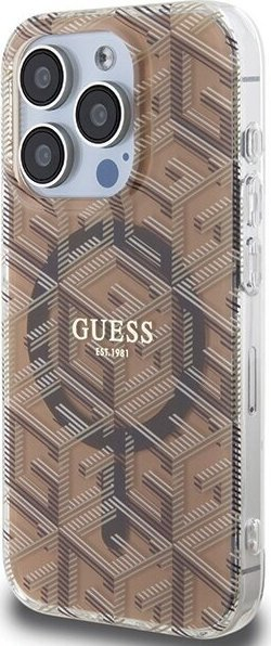 Mbulesë telefoni Guess IML GCube MagSafe, për iPhone 15 Pro, kafe