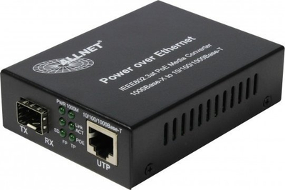 Media konvertues ALLNET PoE, 10/100/1000BaseT në SFP, gigabit, ngjyrë e zezë