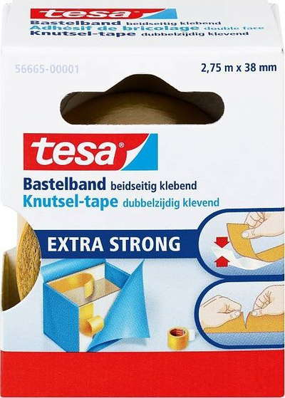 Shirit ngjitës dyanshëm Tesa 56665 Extra Strong, 2.75m, 38mm, transparent