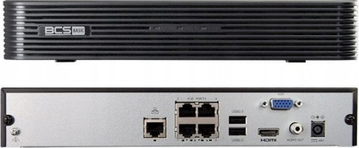 Regjistrues IP BCS NVR0401 4 kanale, PoE, deri 4K, i zi