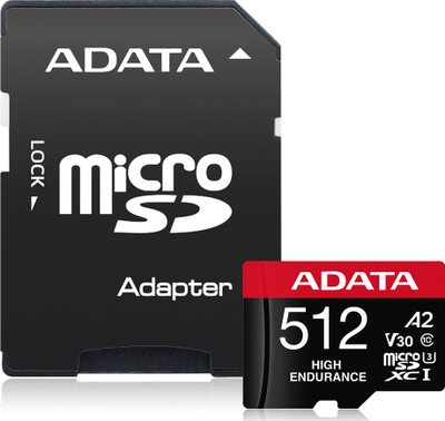Kartë memorie MicroSDXC ADATA High Endurance, 512GB, Class 10 UHS I U3 A2 V30