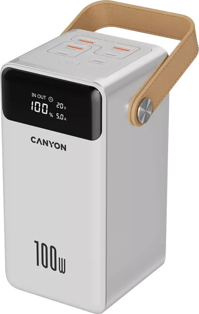 Power bank Canyon OnPower 610, 60000mAh, PD 100W, i bardhë