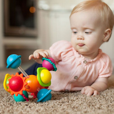 Lodër sensorike Fat Brain Toys Twist and Push Discovery, për foshnja 6+, shumëngjyrëshe