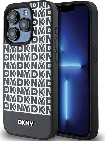 Mbulesë DKNY MagSafe për iPhone 15 Pro, lëkurë PU, e zezë
