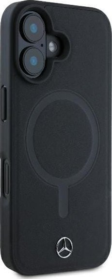 Kuti telefoni Mercedes-Benz me lëkurë Smooth, MagSafe, për iPhone 16 Plus, e zezë