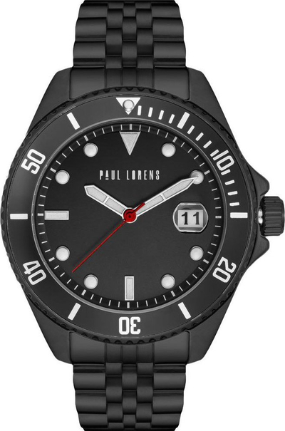 Orë dore për meshkuj Paul Lorens PL13030B-1A5, mekanizëm quartz, metal, e zezë