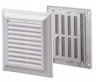 Grilë ajrimi e rregullueshme ABS, 140x140 mm, e bardhë