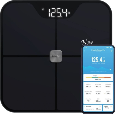 Peshore inteligjente iHealth Nexus Pro, matje trupore 12 tregues, Bluetooth, e zezë