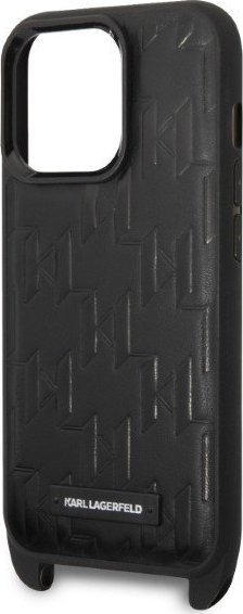 Mbulesë telefoni Karl Lagerfeld KLHCP14LSTMMK, për iPhone 14 Pro 6.1", me rrip, e zezë