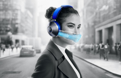 Kufje me rrip koke Dyson Zone, me kabllo edhe pa tela, Bluetooth, blu