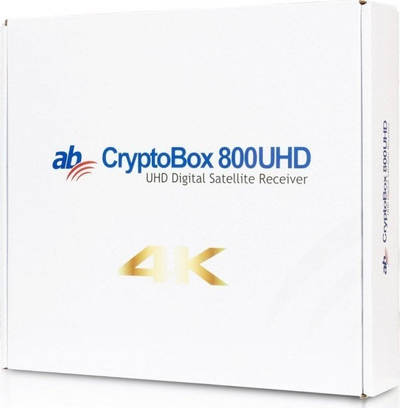 Marrës satelitor CryptoBox AB 800UHD, 4K UHD, USB për muzikë e filma, i zi
