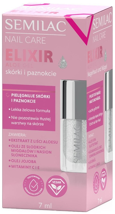 Vaj xheli për thonj edhe kutikula Semilac Aloe Elixir, 7ml, hidratues, vegan