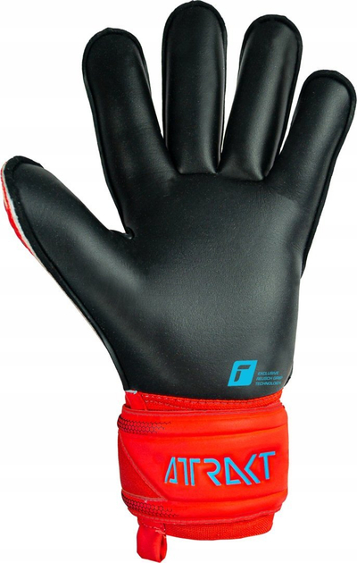 Doreza portieri Reusch Attrakt Gold Roll Finger, mbyllje me shirit Velcro, pa fingersave, të kuqe me të zeza