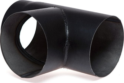 Tresë lidhëse metalike Three Way Pipe 90°, D180, për oxhak, e zezë