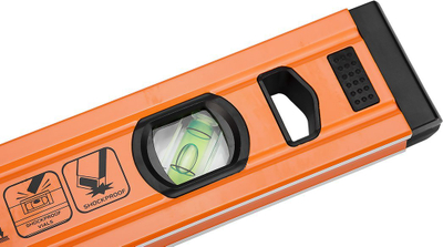Nivel alumini Neo Tools S300, 80 cm, 3 flluska, portokalli