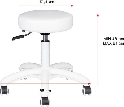 Stol kozmetike Activeshop AM-303-2, me ngritje ulje, me rrota, i bardhë