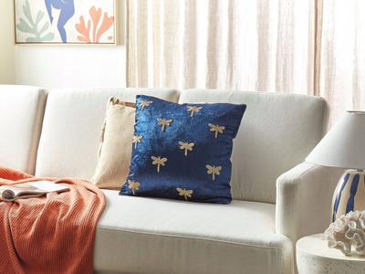 Set jastëkësh dekorativë Velvet Dragonfly, 45x45cm, kadife, blu e errët