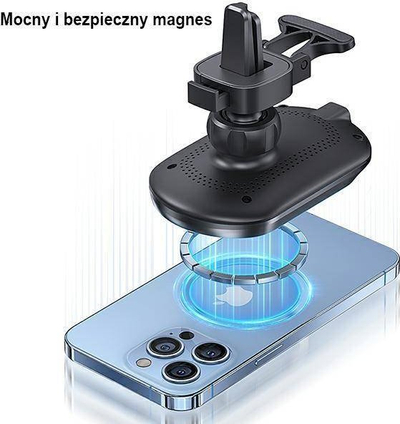 Mbajtës magnetik për makinë Usams CD182ZJ01, karikim wireless 15W, për në grilë të ajrit, i zi