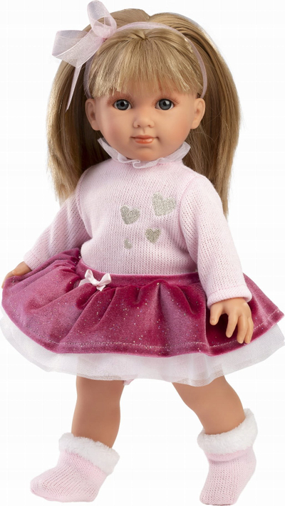 Kukull Llorens Elena, 35 cm, set veshjesh, shumëngjyrëshe