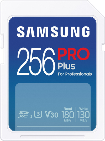 Kartë SD Samsung PRO Plus MB SD256S, 256GB, SDXC UHS I Class 10, blu e bardhë