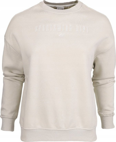Bluzë sportive për femra 4F W H4Z22 BLD033, me mëngë të gjata, e bardhë off white