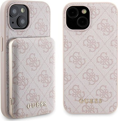 Set aksesorësh Guess GUBPM5P15S4GEMGP, kapak hardcase për iPhone 15 6.1", powerbank 5000mAh, ngjyrë ari