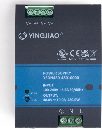 Напојување за енергија DIN шина Јингџиао YSDN480, 48V 10A, 480W, сиво
