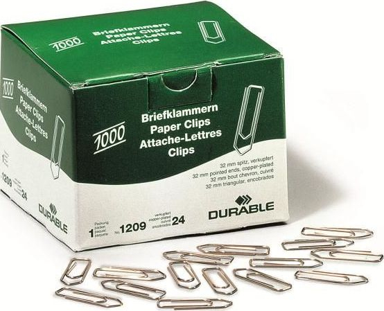 Kapëse letrash Durable, 32 mm, të veshura me bakër, 1000 copë