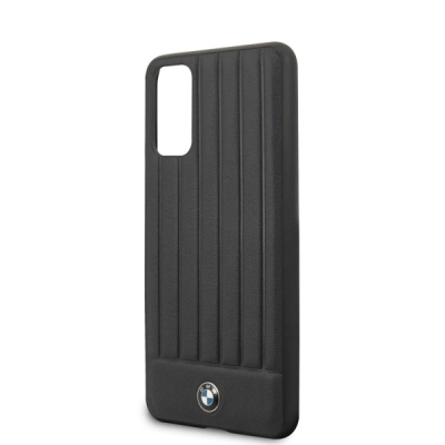 Mbulesë telefoni BMW për Samsung Galaxy S20, lëkurë, përshtatshme për karikim wireless, e zezë