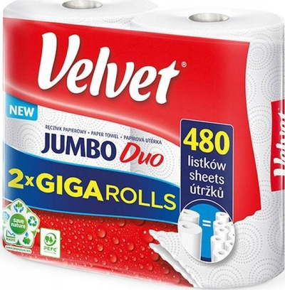 Letra kuzhine Velvet Jumbo Duo, 2 rrotulla, 2 shtresa, e bardhë