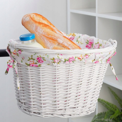 Кошница за велосипед ONESPORT FSBKT-037-1, со обвивка од ткаенина, бела