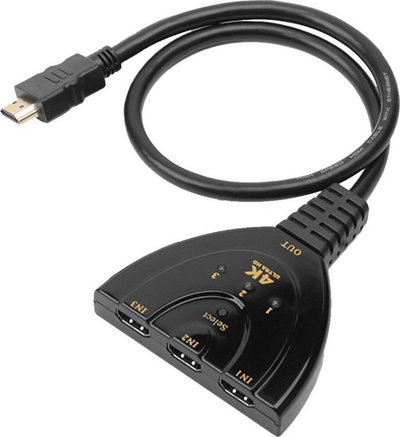 Ndërprerës HDMI Techly 3x1, 4K@30Hz, 50 cm, i zi
