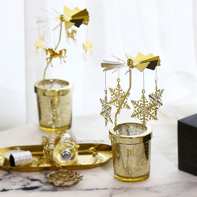 Mbajtëse qiriri Aptel Gold Carousel, rrotulluese, 16 cm, ngjyrë ari