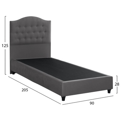 Shtrat Malena HM651.10, 90x200 cm, kadife gri