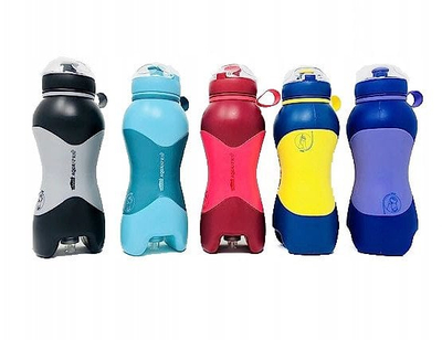 Спортска шише AquaSpray Silicone Bottle, 600 ml, со прскалка, црна