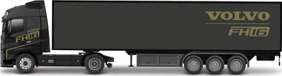 Model kamioni Bburago Street Fire Haulers Volvo FH16 Globetrotter 750, shkallë 1:43, me rimorkio Toyo Tires, shumëngjyrësh
