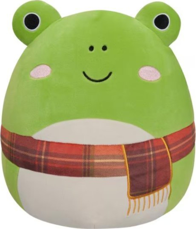 Lodër pelushi Squishmallows Wendy SQCR04581, 12\", bretkosë jeshile me shall me kuadrata