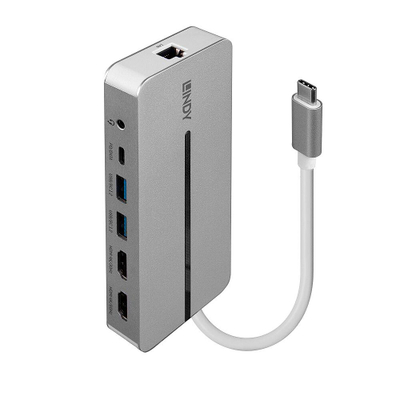 Docking station Lindy Dual 4K USB C 43360, 2x 4K 60Hz, Power Delivery 100W, gri