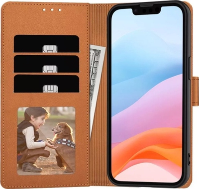 Футрола-паричник Tech-Protect Wallet Case за iPhone 16e, еколошка кожа, со магнет, кафеава