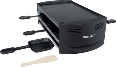 Raclette Steba RC 6 Bake &amp; Grill, 6 tavëza, pllaka alumini, e zezë