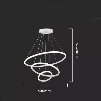 Llambadar LED me 3 unaza, 32W, 3000K, i bardhë