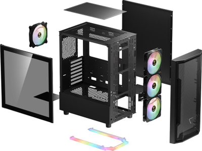 Kasë Gamdias Athena M6 Lite ARGB, e zezë, Midi Tower