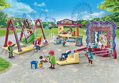 Lojë konstruktore Playmobil Fun Fair Amusement Park 71452, 135 pjesë, për moshë 4-10 vjeç, shumngjyrëshe