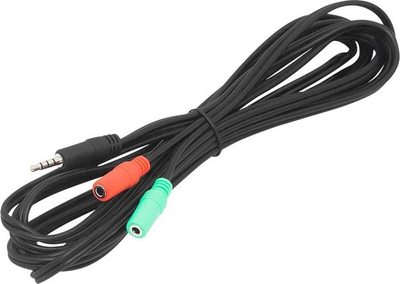 Splitter audio 3.5mm, 1 në 2, kabllo 3.5m, i zi